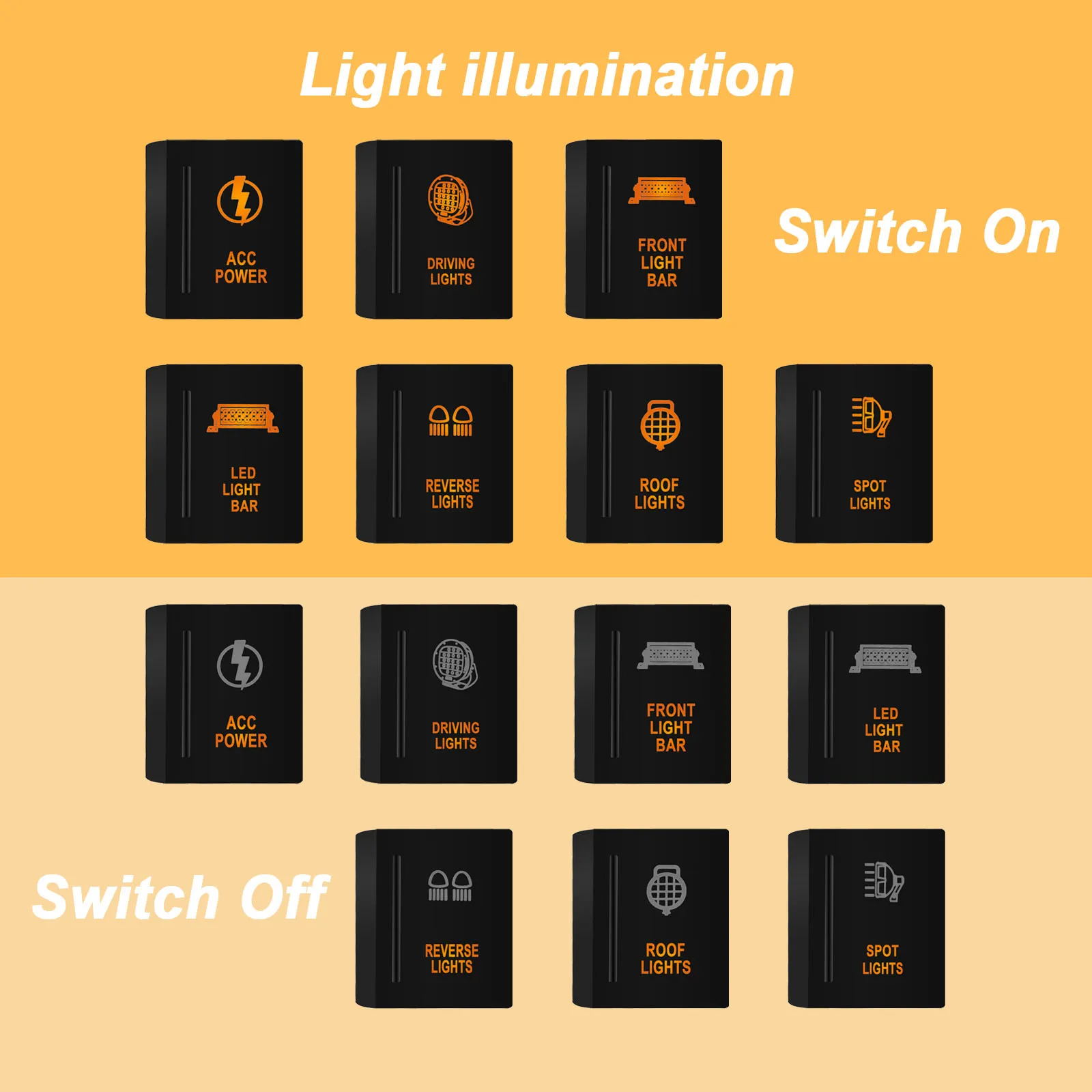 12V Left/Right Push Switch Orange Led Light ON OFF With Wiring Kits For VW Volkswagen Amarok Car Accessories Replacing Parts