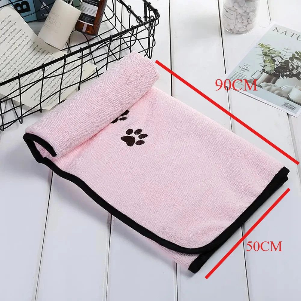 Dog Cat Bath Towel Microfiber Absorbent Towel Soft Comfortable Pet Supplies 50*90cm Pet Bath Towel