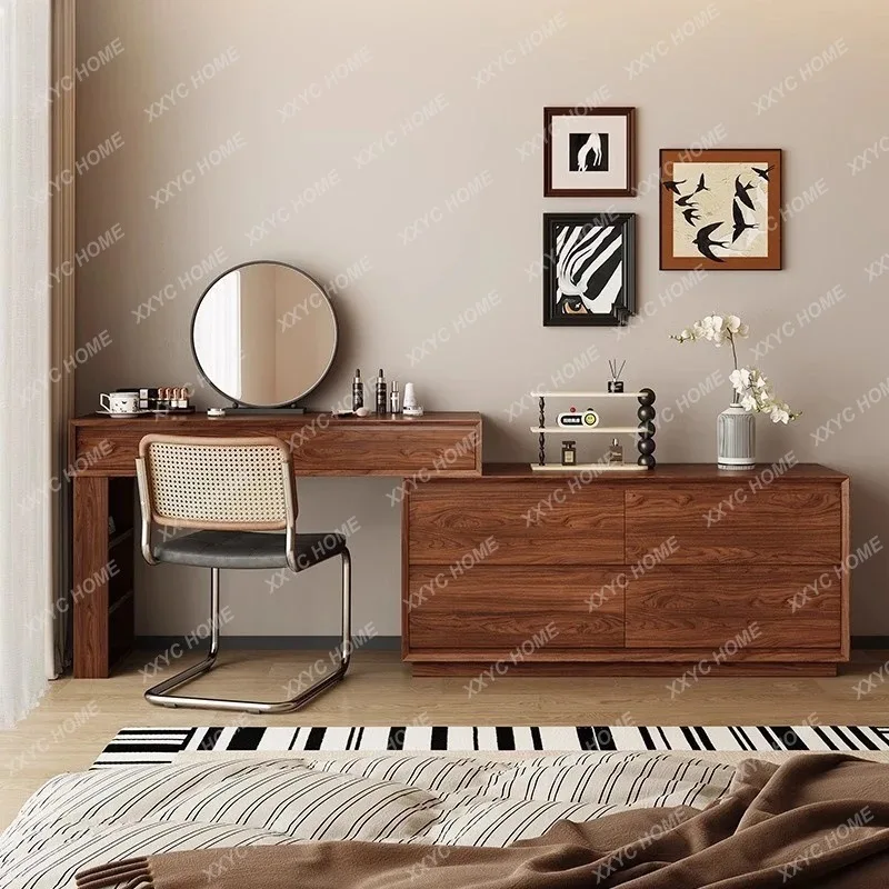 

Выдвижной угловой туалетный столик из массива дерева у изножья кровати, шкаф для хранения, комод, интегрированный шкаф-комод.