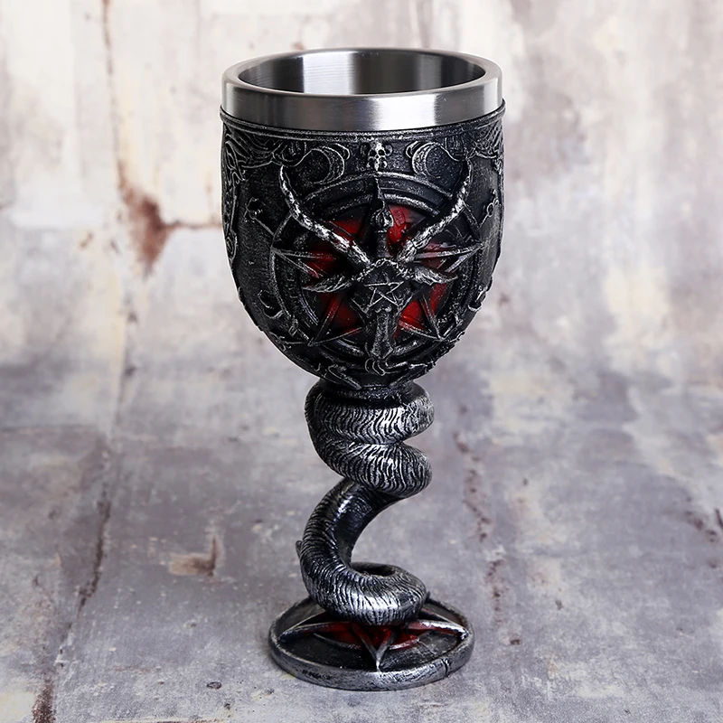 200ml Baphomet Wine Glass Buffmet Resin Stainless Steel Goblet Horn Cocktail Glasses Whiskey Cup Pub Bar Drinkware Dropshipping