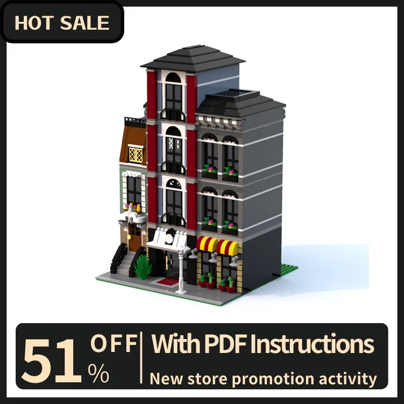 New 1727Pcs City Hot Selling Street View Moc Modular Town Building Model Diy Creative Idea Childtoy Birthday Gifts Custom Puzzle