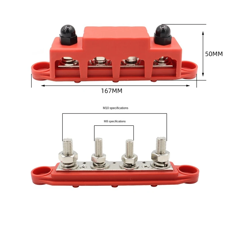 

Busbar Box Plate 250A Integrated Specification Current Busbar Cable Box Power Box Spare Parts For RV Yacht Car Red