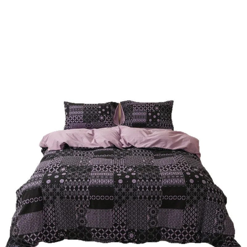 

B & B high-grade pure cotton polished four-piece set of color-woven jacquard retro old money wind thickened bedding