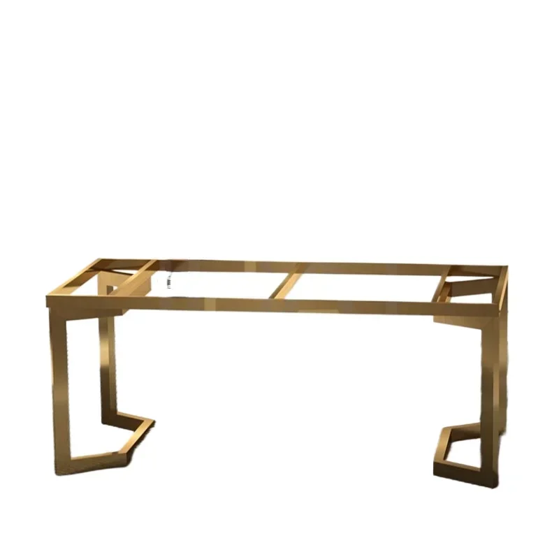 

Light luxury stainless steel table foot rock slab, bracket wrought iron marble metal frame coffee table carbon