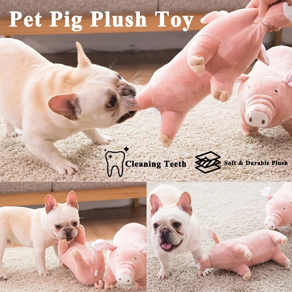 Plush Pig Pet Dog Accompanying Sleeping Toys for Small Dogs French Bulldog Bite Molar Venting Supplies Puppy Dog Playing Toy