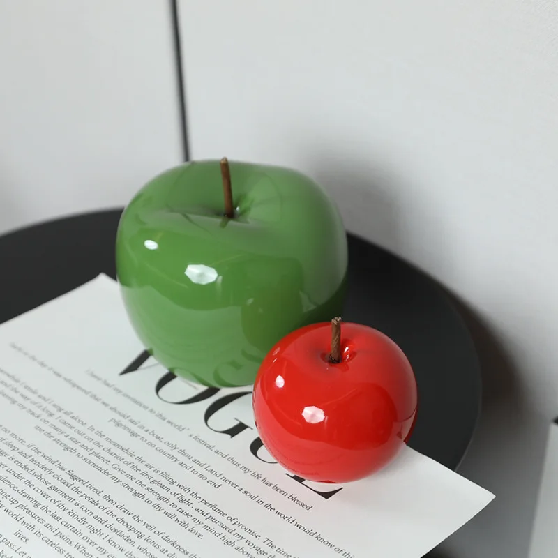 

Mutihome Red Ceramic Creative Apple Ornament Sample Room Children's Tenant Hall Tea Table Decorative Cabinet Fruit Decorations