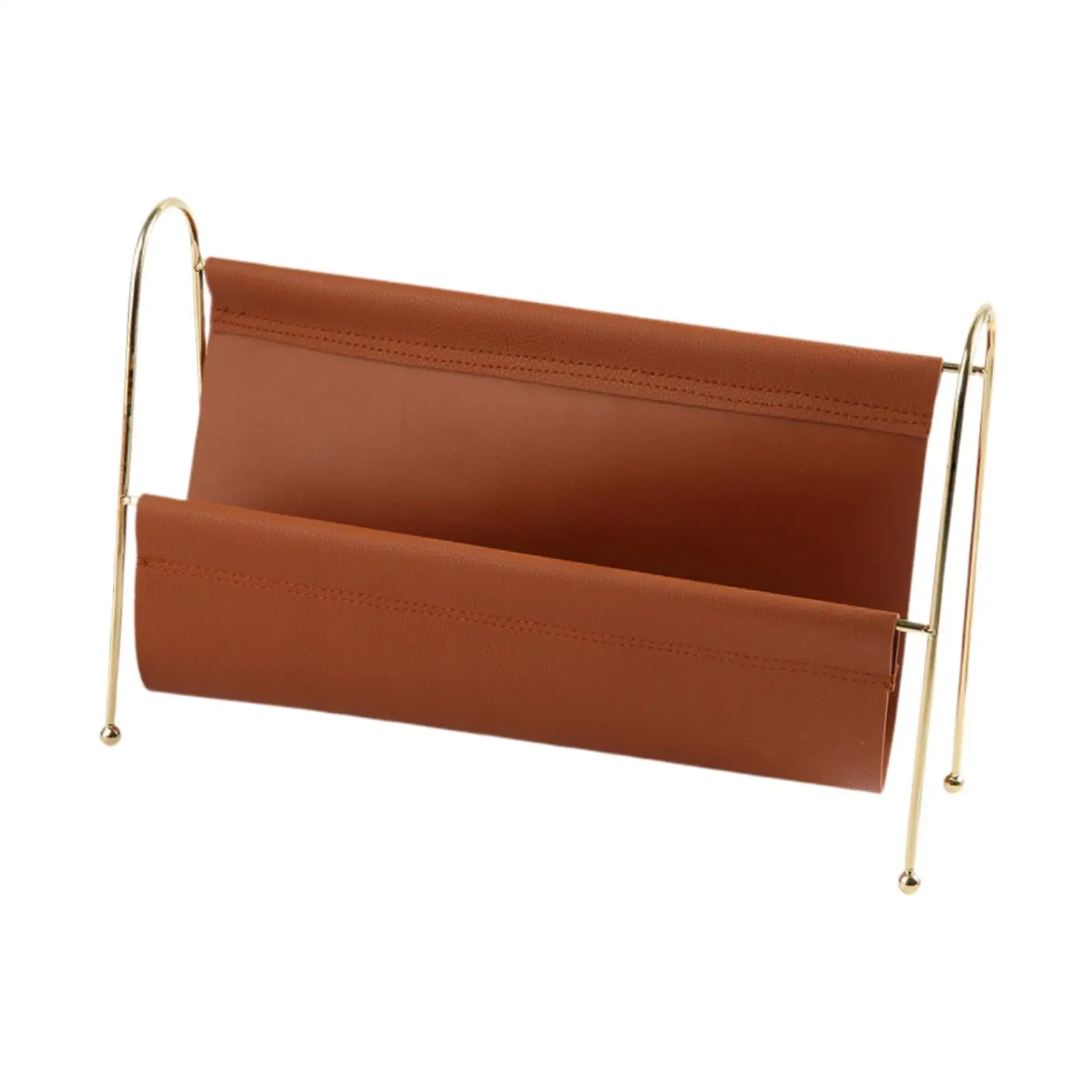 

Magazine Rack File Book Organizer Book Rack Album PU Leather Freestanding Magazine Storage Basket for Dining Room Ornament