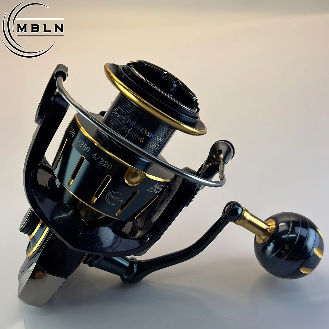 MBLN 1 قطعة بكرة صيد دوارة، نسبة تروس 5.1:1، محامل 5+1، بكرة ألومنيوم، خالية من الفجوة، مقبض معدني، عمود قوي من الفولاذ المقاوم للصدأ