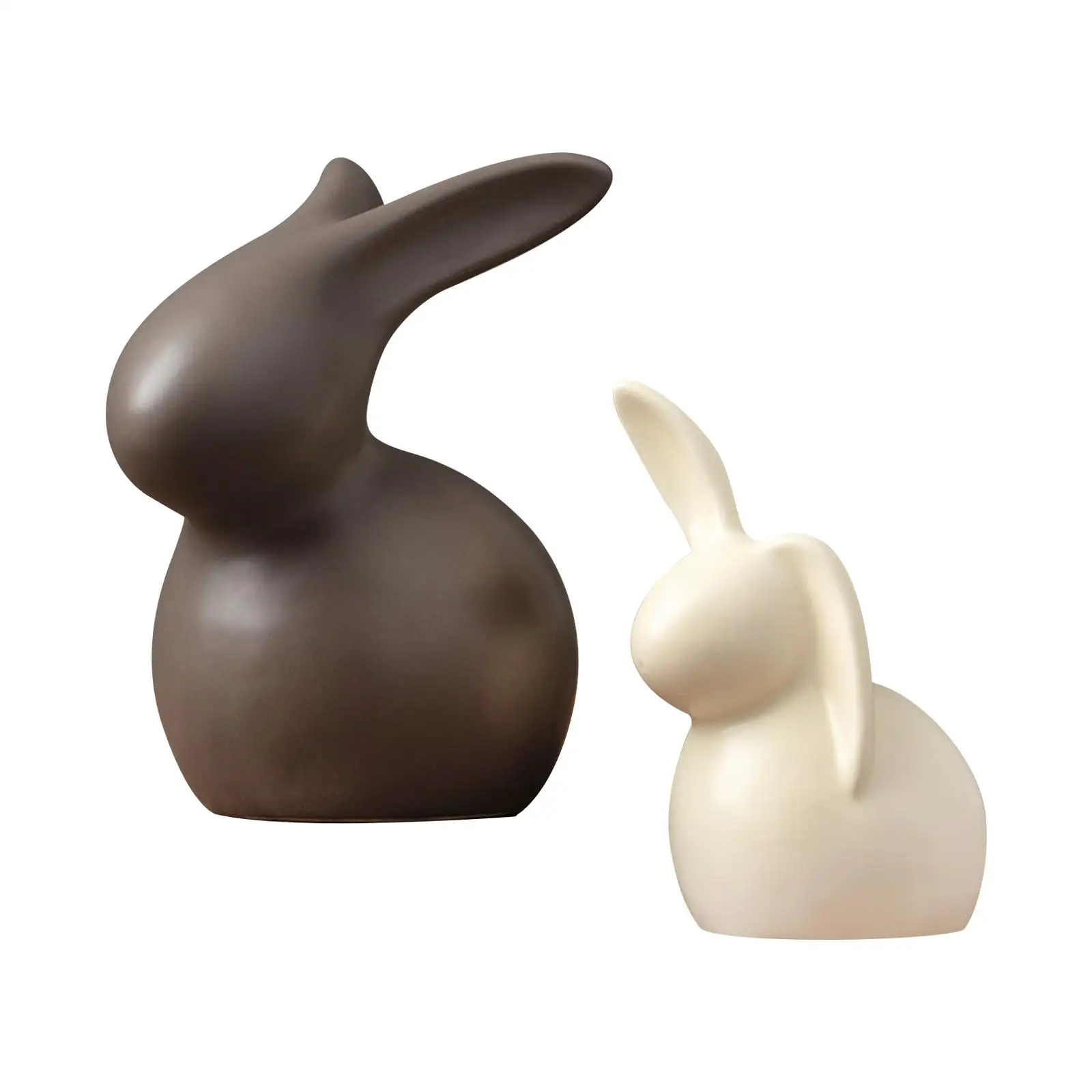 2 Pieces Ceramic Rabbit Statue Set,Porcelain Bunny Rabbit Statue Modern Art,Home Decoration,Cute Figurines for Party Supplies