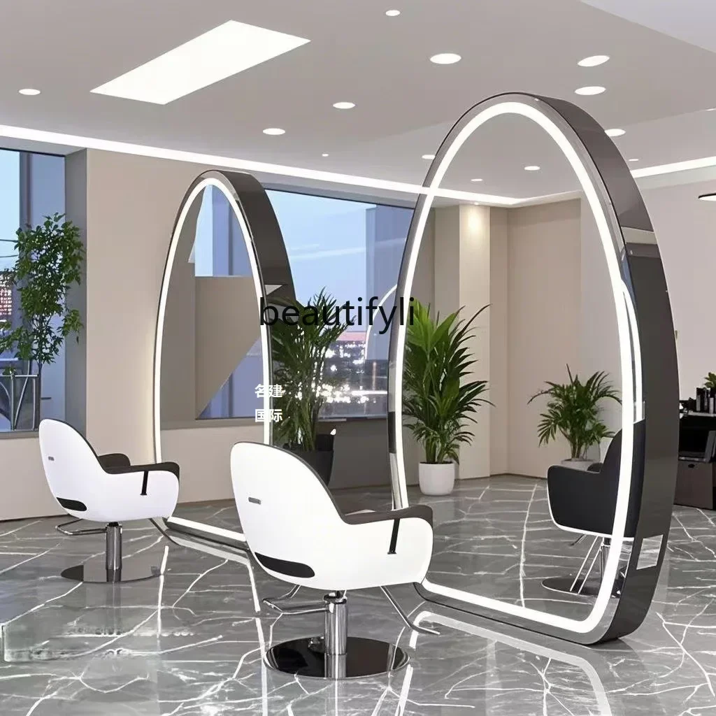 

YH3 Hairdresser mirror, special hairdresser mirror table double-sided floor mirror with lamp, light luxury high-end
