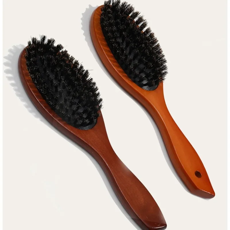 Natural Boar Bristle Brush Comb Anti-Static Oval Hairdressing Hair Styly Comb Wood Woman Hairbrush