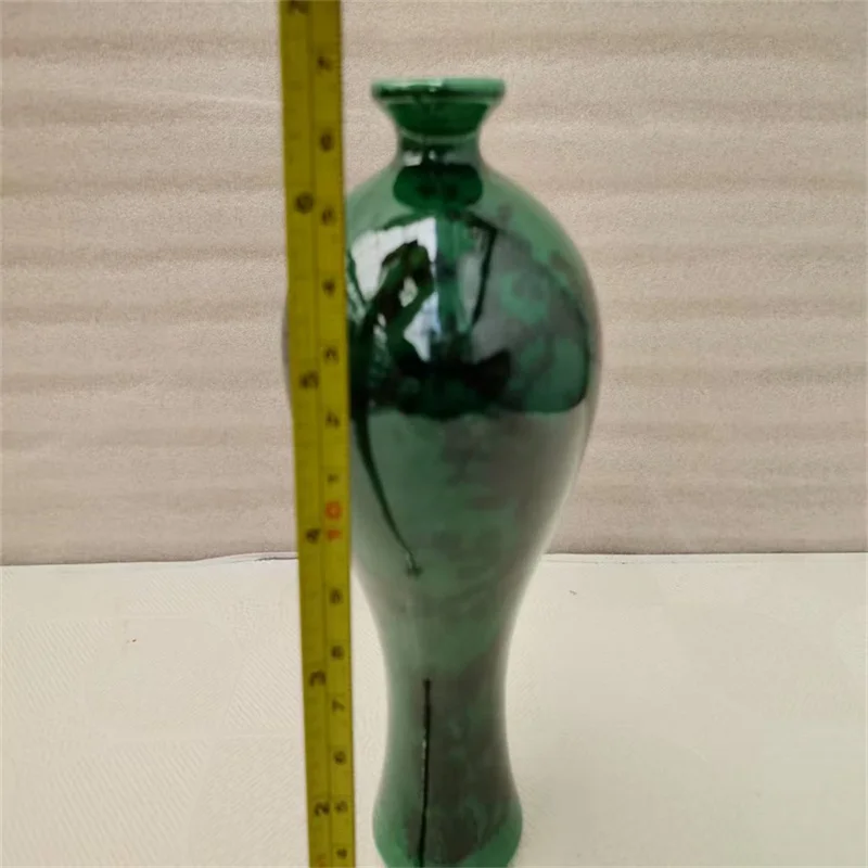 China Old Porcelain Vase Green Glaze with Prunus Flowers And Birds Pattern Antique Decorative Ornament collectibles