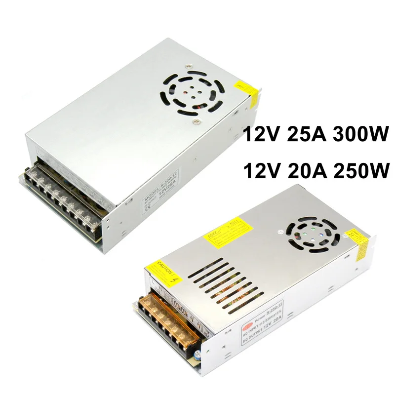 

12 В 20 А 250 Вт 25 А 300 Вт регулируемый импульсный источник питания 110 В 220 В переменного и постоянного тока трансформатор для камеры видеонаблюдения SMPS