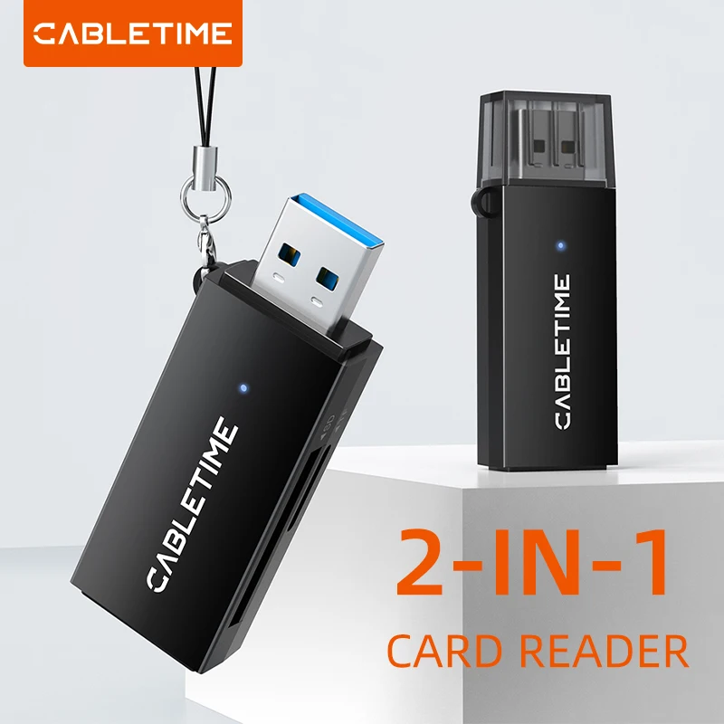 CABLETIME High Speed Card Reader USB C & USB3.0 A To SD Card Reader mart Cardreader 104MB/s  5Gpbs for Laptop Accessories C508