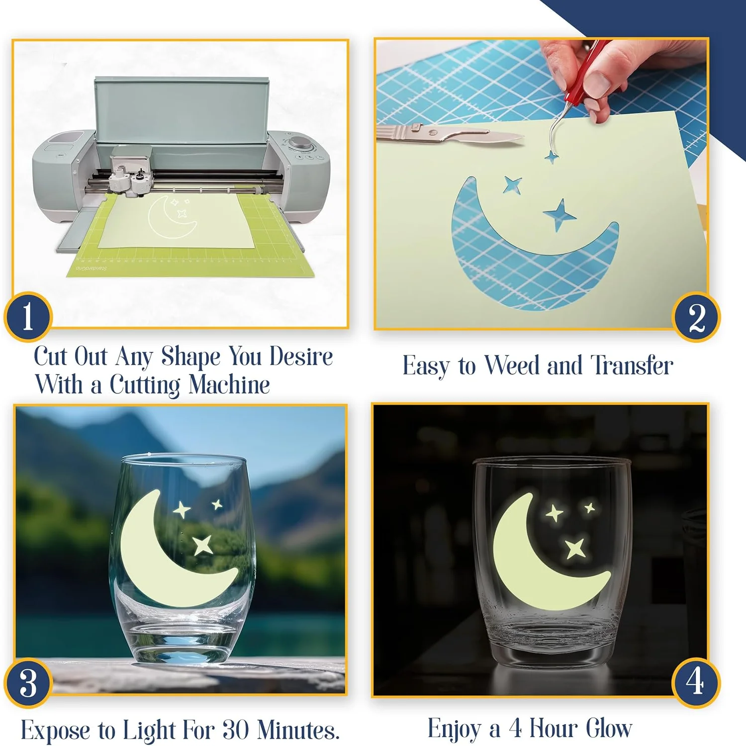 A4 Size Glow in The Dark Printable Vinyl Sticker Paper for Inkjet Printers Home Decoration DIY Waterproof Sticker Paper