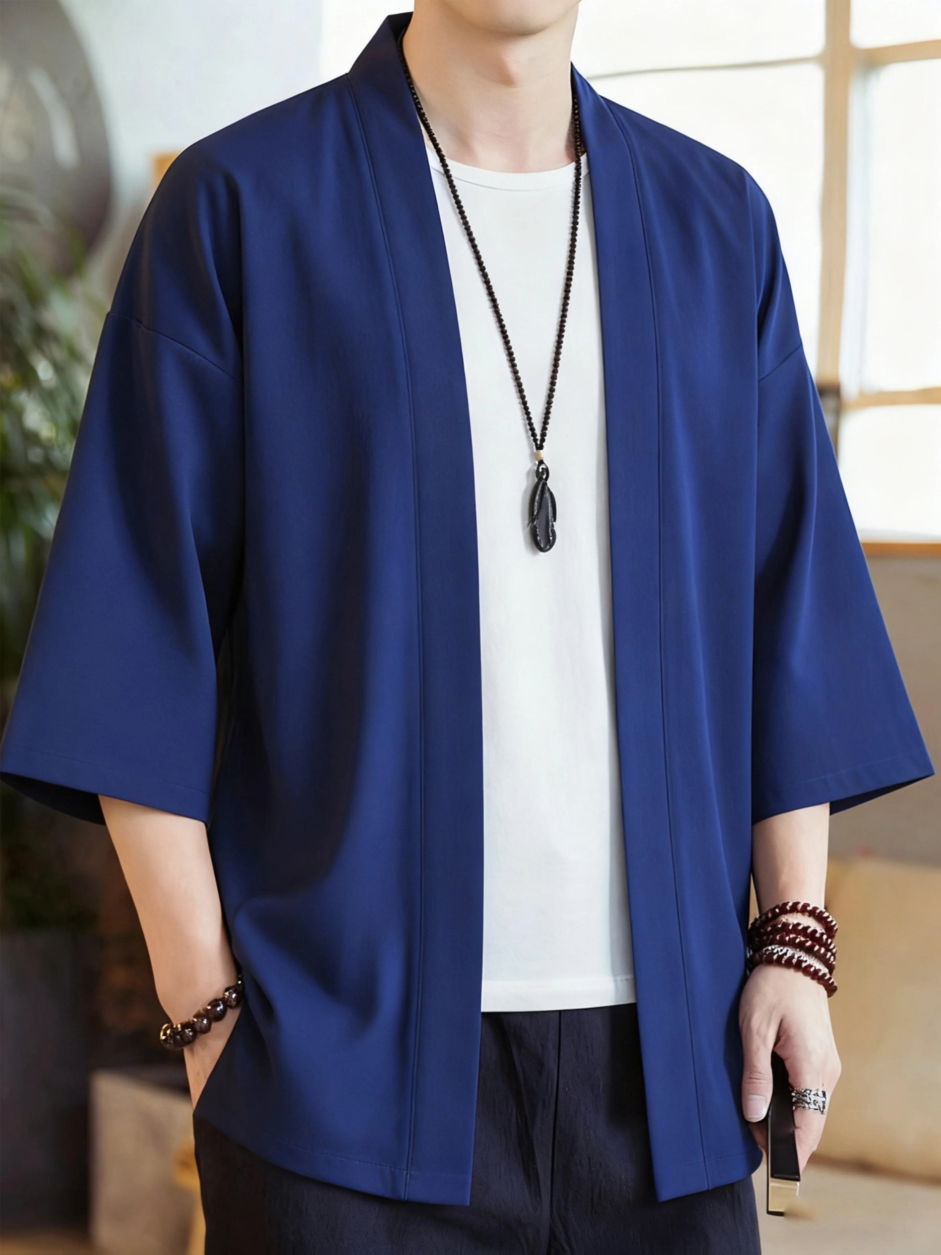 Kimono Masculino de Verão 2026 com Estampa 3D, Respirável, Leve, Casual e Moderno para Uso Externo