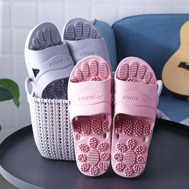 Size 51 Extra Large Couple\'s Sole Acupoint Massage Slippers For Men Women Indoor Home Bathroom Non-slip Hollow Leaking Slippers