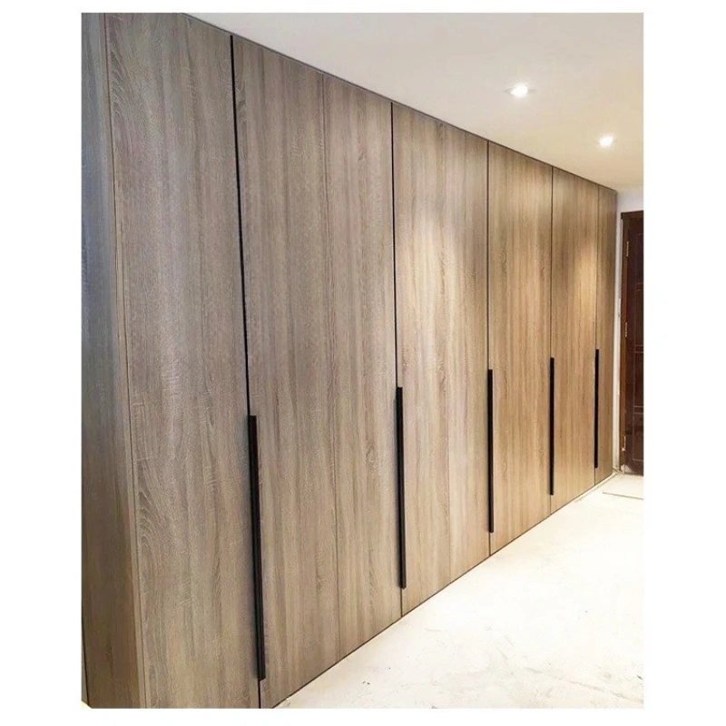 

Log wardrobe black walnut wood grain gray coat light luxury bedroom furniture