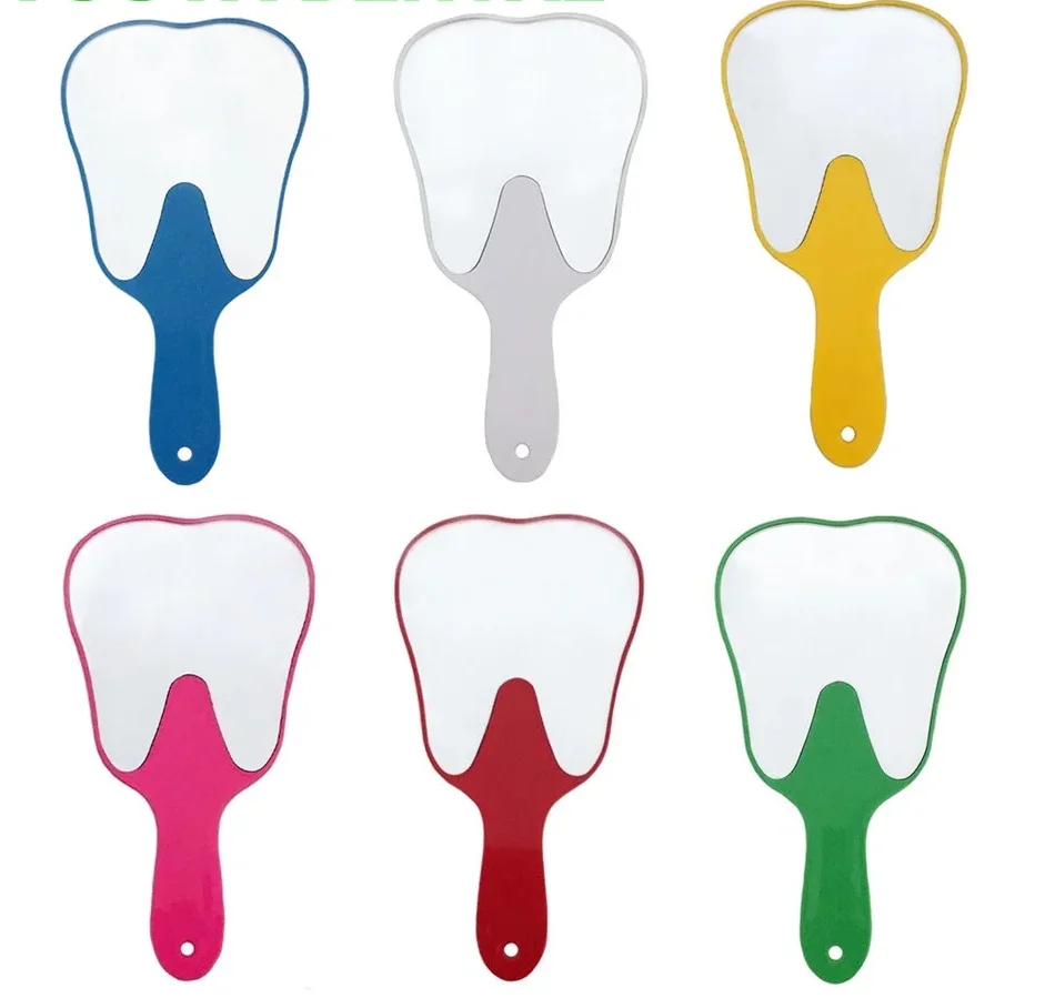 1pcs Cute  Dental Mouth Mirror Tooth Shaped Mirror Handheld Unbreakable Plastic Makeup Mirror Dental Accessories Dentist Gift