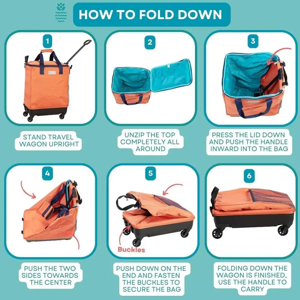 Multipurpose Rolling Tote Bag Portable Spinner Cart Travel or Shopping Orange