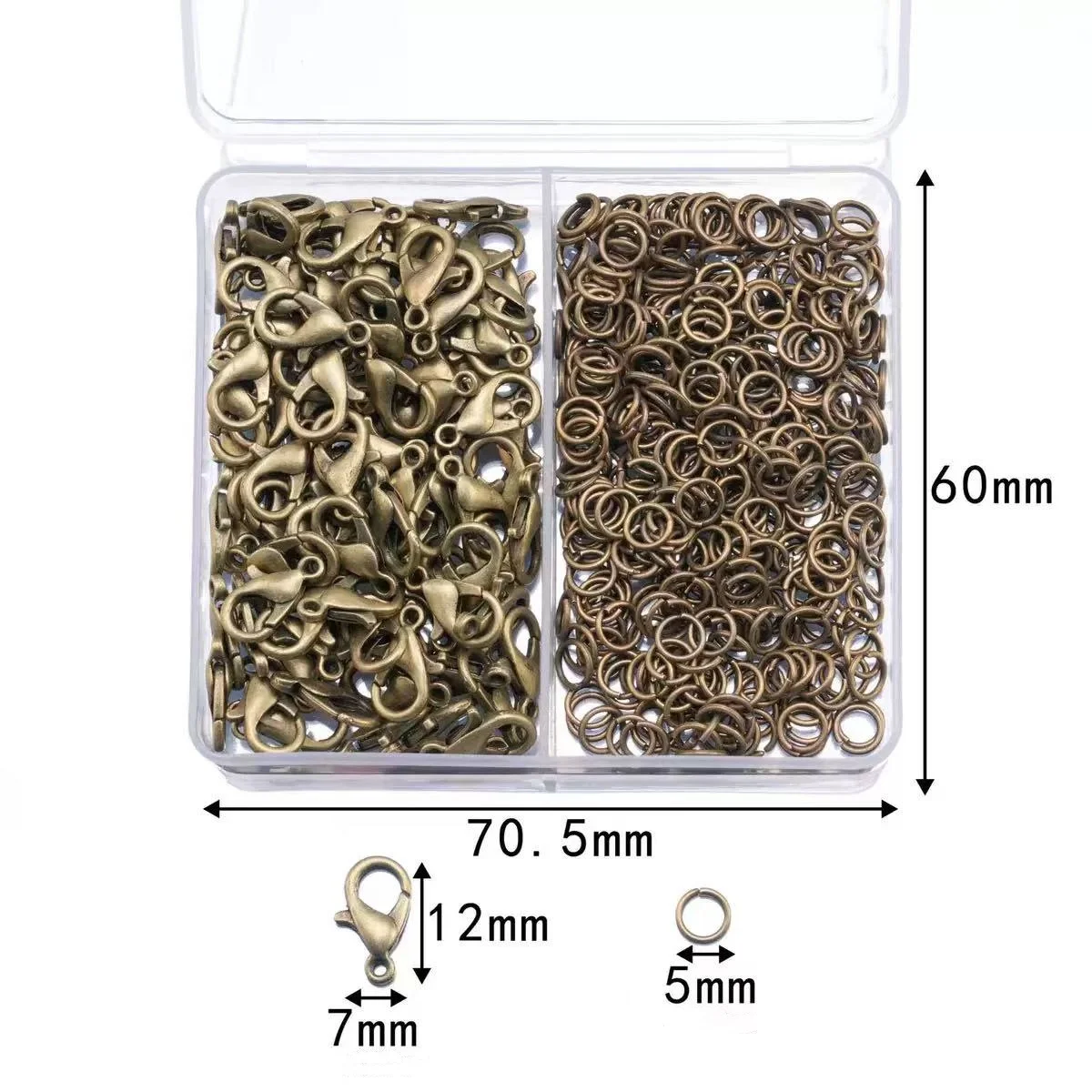 150 buah/kotak perlengkapan Aksesori pembuatan perhiasan DIY konektor kalung gelang cincin terbuka dan gesper Lobster warna perak