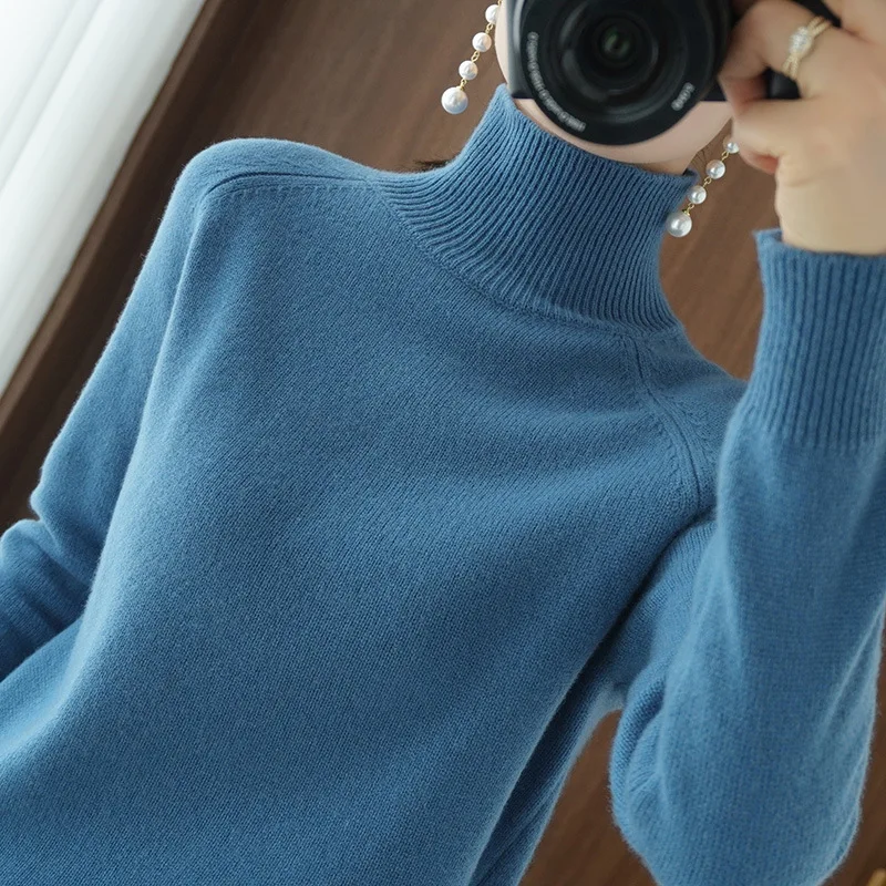 Women Sweaters Casual Autumn Winter Turtleneck Long Sleeve Thick Warm Pullovers Fashion Korean Bottoming Knitwears Basic Jumpers