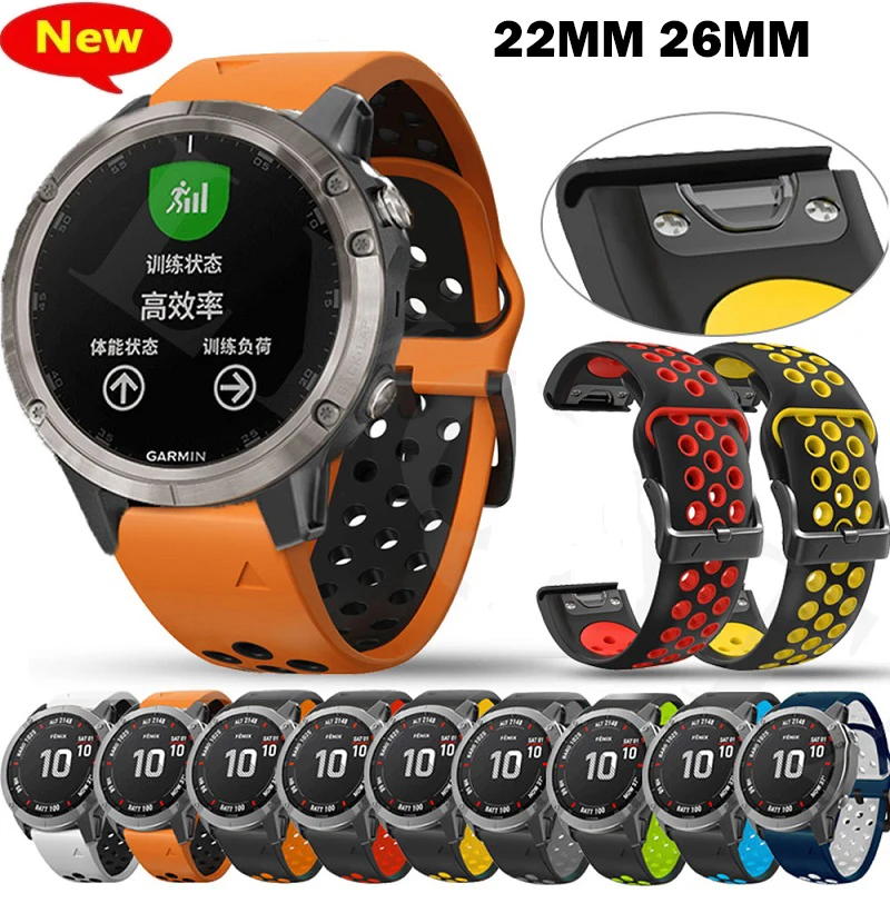 

For Garmin Fenix 5/5X Plus 6/6X Pro Strap / Fenix 7X 7 Smart Watch Bracelet 22mm 26mm Quick EasyFit Silicone Strap Wristband