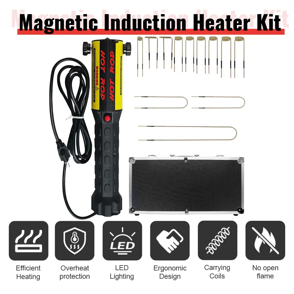 

Solary Magnetic Induction Heater - 1000W 110V Handheld Inductive Bolt Heater with 12 Coils