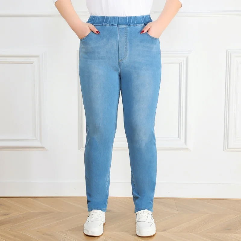 Jeans di grandi dimensioni 7XL 9XL donna più pantaloni Skinny a vita alta da 150KG pantaloni elastici femminili a matita vestiti di Jeans da ragazza allungati