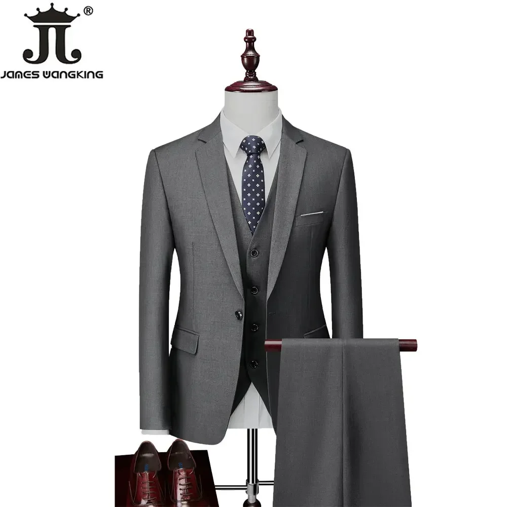 Jacket Vest Pants High End Brand Boutique Men\'s Formal Business Office Suit Groom Wedding Dress Suit Blazer Waist Coat Trousers