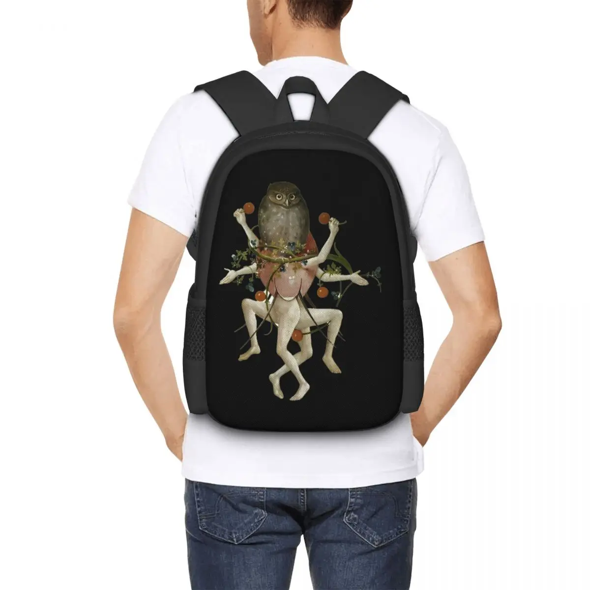 Hieronymus Bosch Dancing Owl Student Backpack School Bag Hiking Travel Daypack for Men Women Fashion Bookbag Shoulder Bags