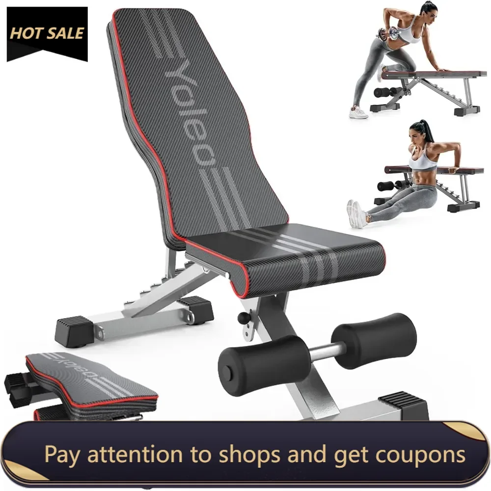 Adjustable Weight Bench for Full Body Workout;  Incline Decline Flat Utility Workout Bench with Quick Folding& Fast Adjustment