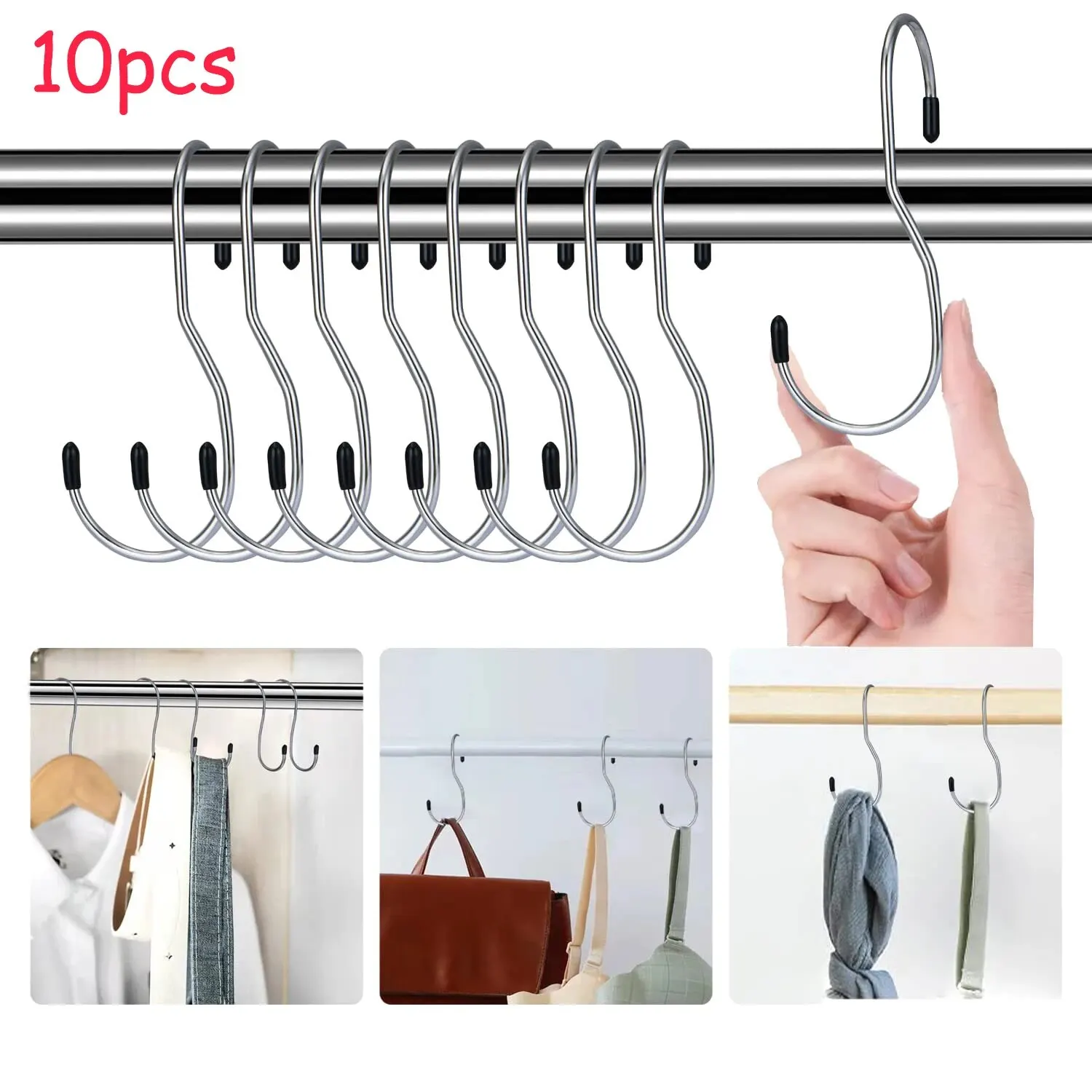 10 Pcs Purse Hangers for Closet | Unique Twist Design Bags Hanger Hooks | Closet Organizer Hooks for Rod | Fit for Hanging Purse