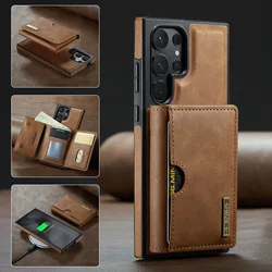 Detachable Magnetic Wallet Case For Samsung Galaxy S25 Ultra S24 S23 S22 Plus S21 For Magsafe RFID Blocking Card Holder Cover