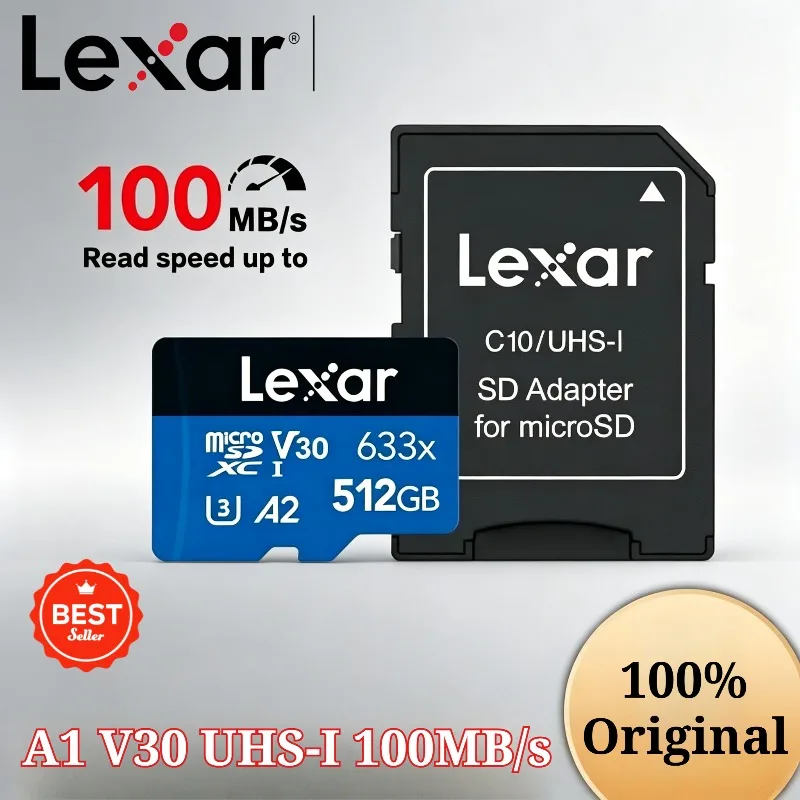 Tarjeta Micro SD Lexar 633x, Microsd 100% Original Clase 10 A1, Tarjeta de Memoria de 256GB 128GB 64GB SDXC V30 U3 32GB SDHC V10 U1 Lexar