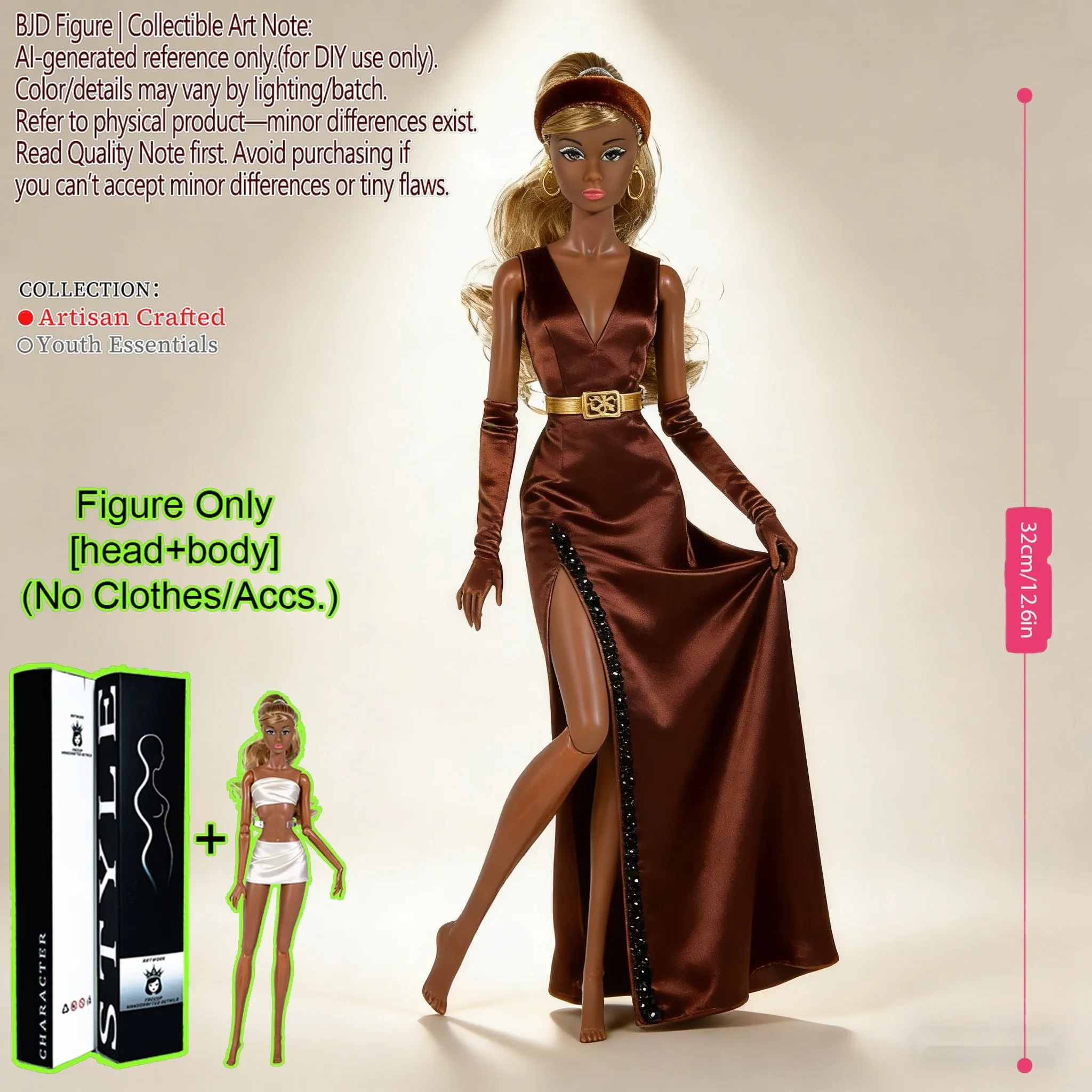 

1/6 Scale 12.6in BJD Craft,12-Joint,Makeup&Real Skin,SuperModel Holiday Premium Gift Collection Display No Clothes