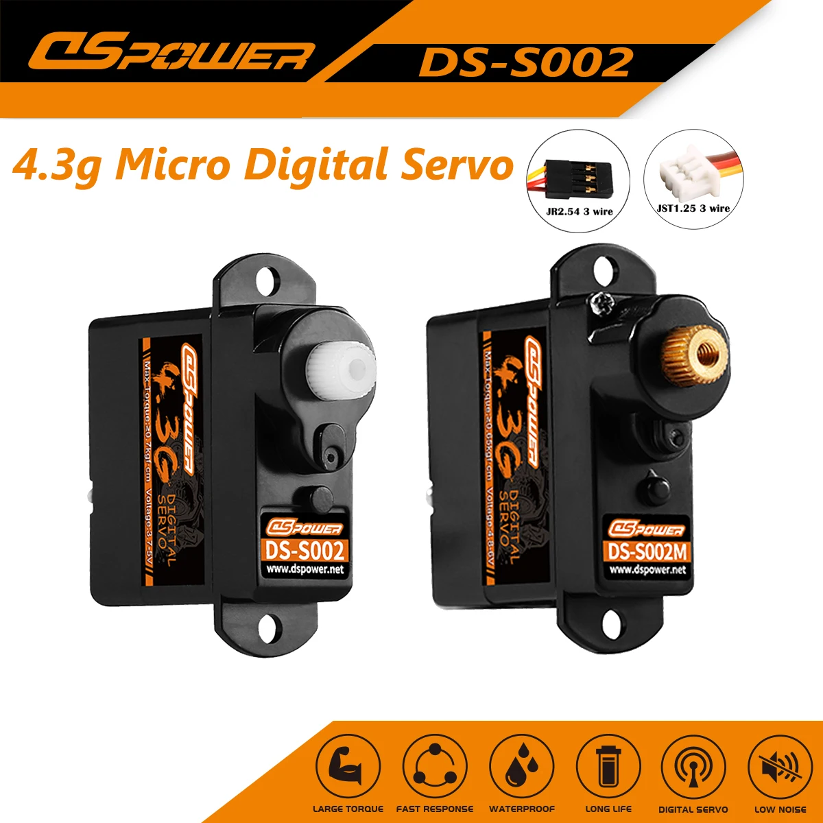 

DSpower 4,3 г мини-цифровой сервопривод без сердечника, пластиковая/металлическая шестерня для радиоуправляемого автомобиля 1/24, вертолета WLtoys A959 A969 SCX24 Trx4m Trx6