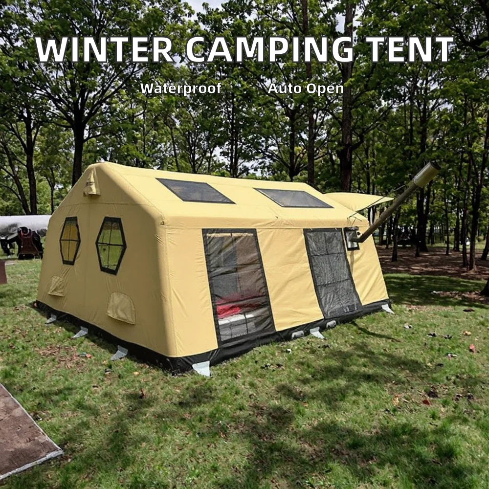 Customizable Outdoor Inflatable Camping Tent Waterproof Oxford Material Four-Season Diagonal Bracing Quick One Bedroom Living