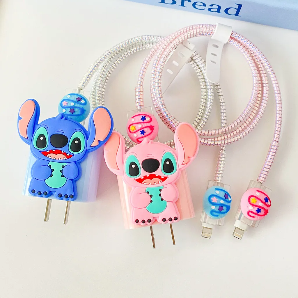 

New Stitch Cable Charger Protector Cover Cartoon 18W/20W compatible for Apple 15 Mobile Phone Data Cable Protective Case