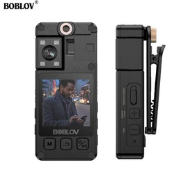 Boblov A24 1296P Night Vision Mini Camera with LED Screen Small Camcorder 180° Rotate Side Lens Bodycam Police Cam Bike Camera