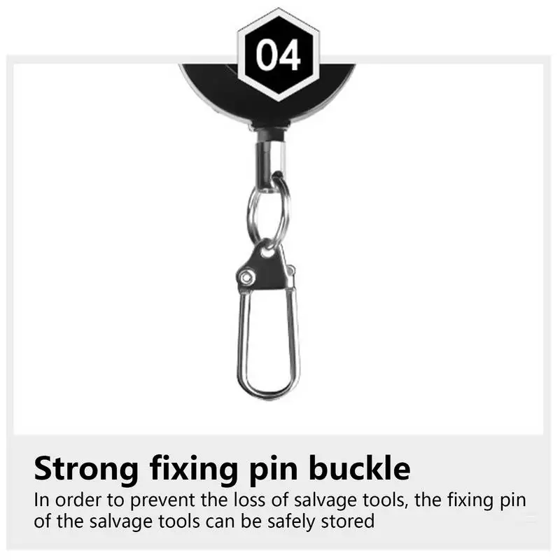 Outdoor Badge Reel Outdoor Multipurpose Key Chain Black Wear-Resistant Key Ring Portable Badge Holder For Hiking Backpacking