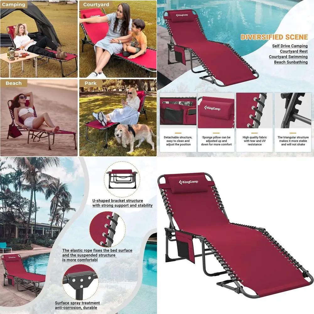 

Adjustable Outdoor Chaise Lounger with 5-Position Recline for Patio, Beach, and Poolside Relaxation