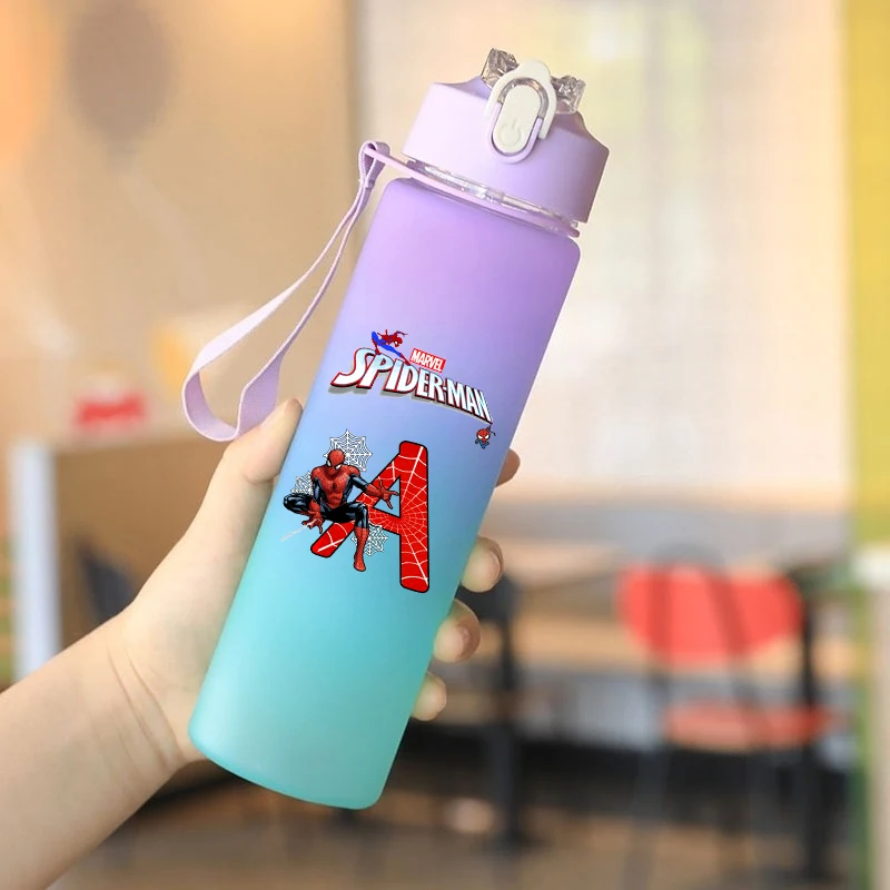 750ml Marvels Spidermans Water Bottle with Straw women men Outdoor Portable Sport Bottles letters Cups School Water Bottle Gift