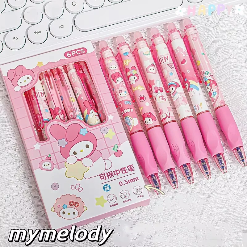 6pcs Sanrio Erasable Gel Pen Pochacco Kuromi Cinnamoroll Hello Kitty Student Neutral Ball Pen Office School Supplies Stationery image 6