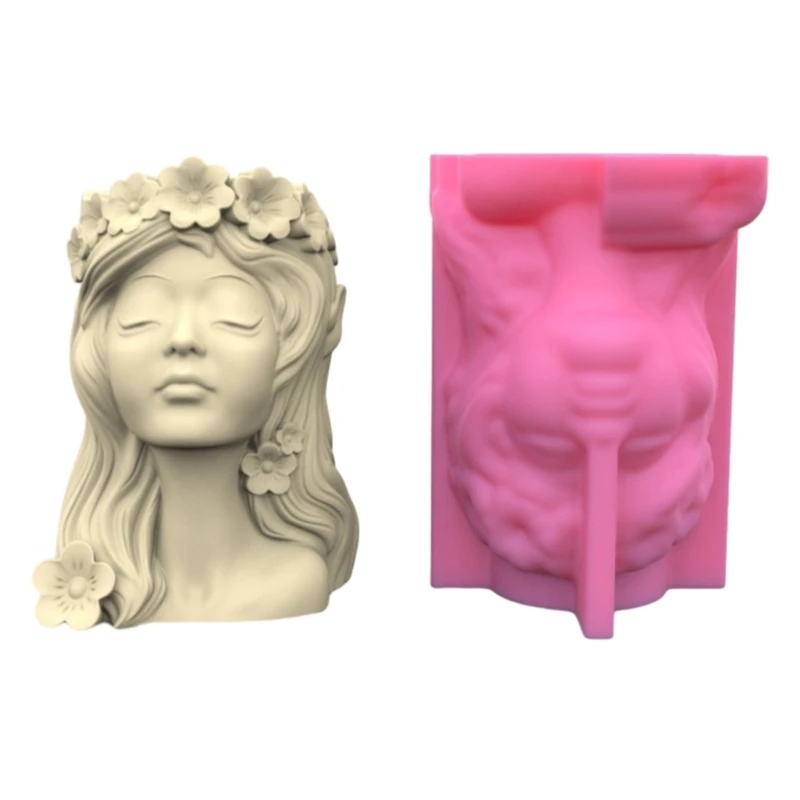 

Wreath Girls Pen Holder Flower Pot Resin Mold Succulent Planter Making Supplies