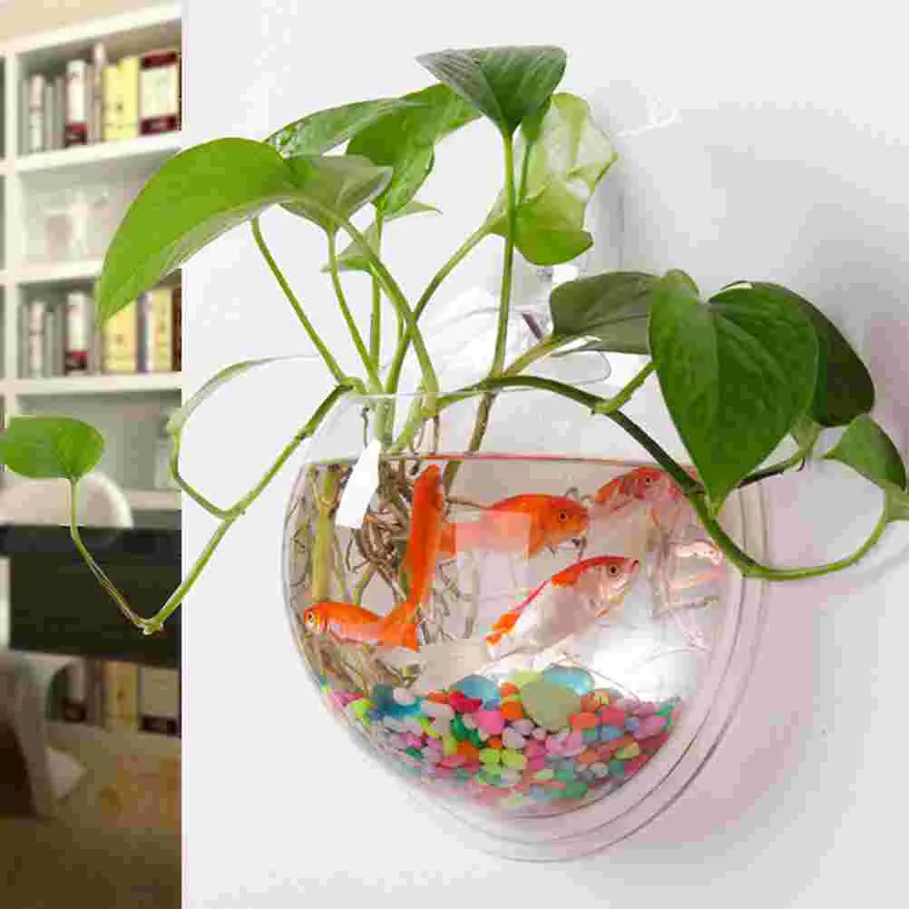 Montado na parede tanque de peixes vaso de flores acrílico planta pendurado plantador vaso decoração fixado na parede