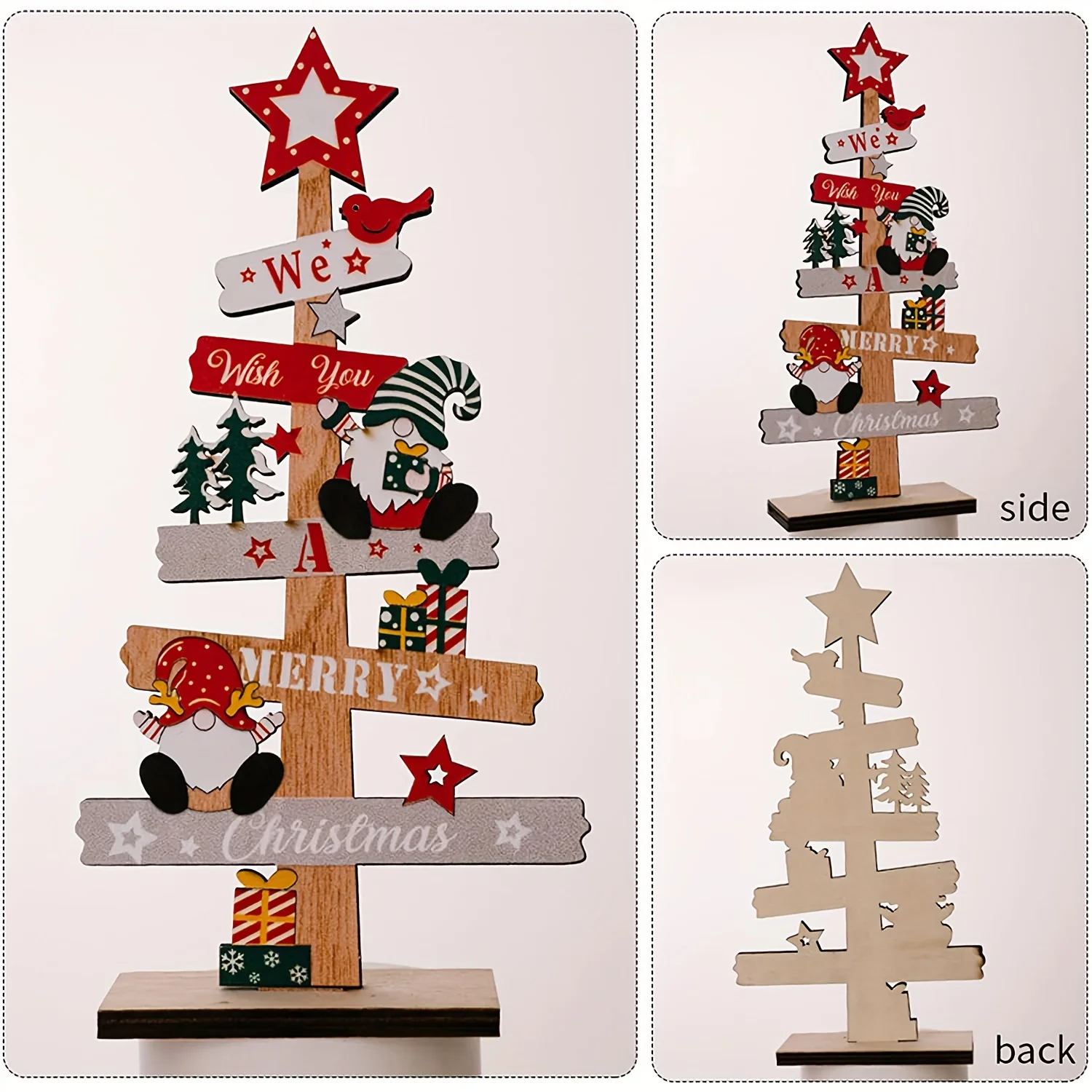 1 pezzo albero di Natale decorazione per la casa ornamento natalizio in legno da tavolo adatto per decorazioni da tavolo per feste in ufficio regalo di festa