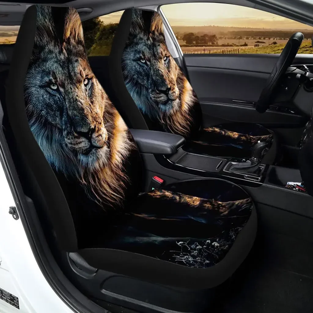 Lion Animal Ferocious Car Seat Cover Easy Install Universal Fit Car SUV Truck Sedan Car Interior Accessories Pattern