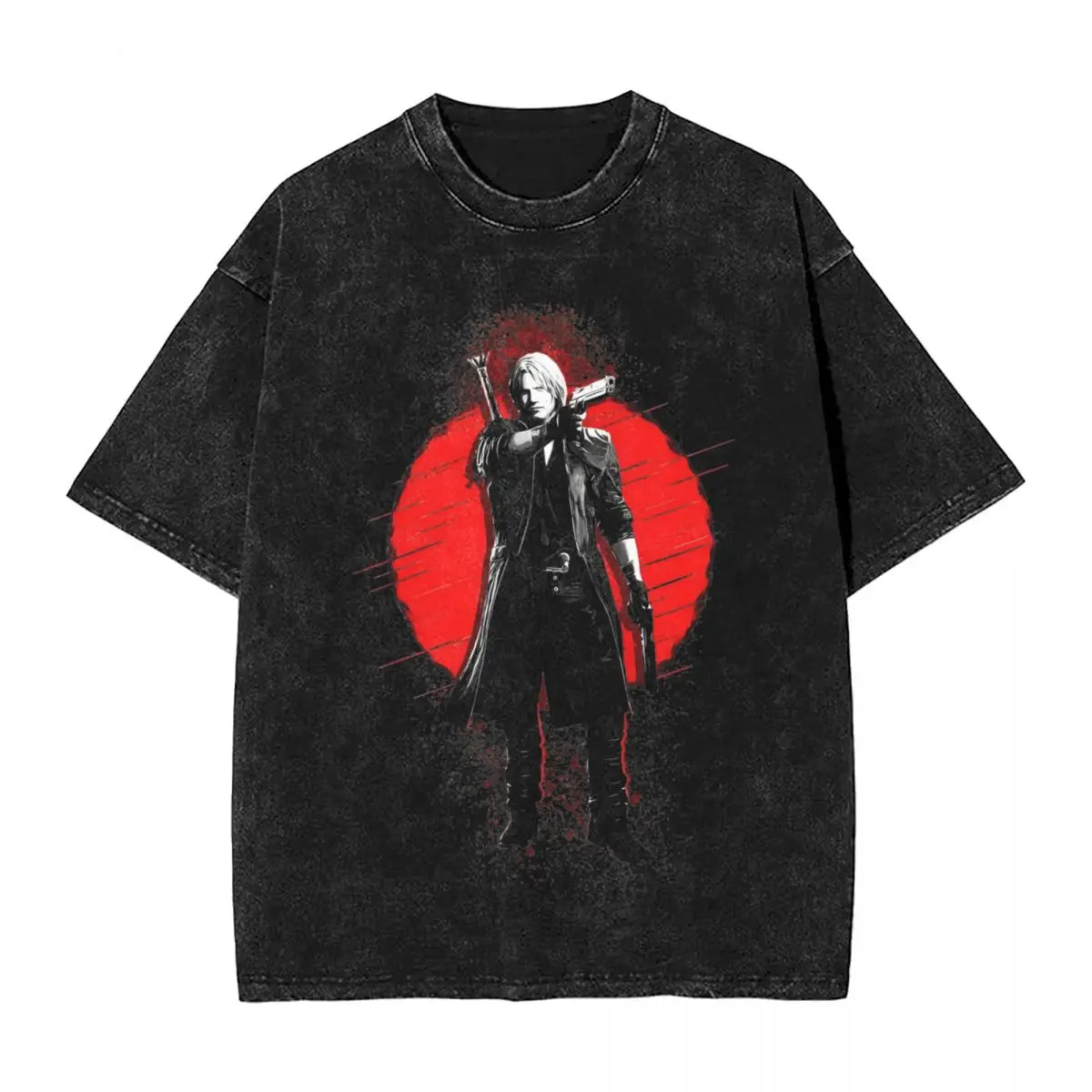 Dante Devil May Cry Game Washed T Shirt Streetwear Hip Hop Vintage T-Shirt Tee Shirt for Men Women 100% Cotton Harajuku Printed