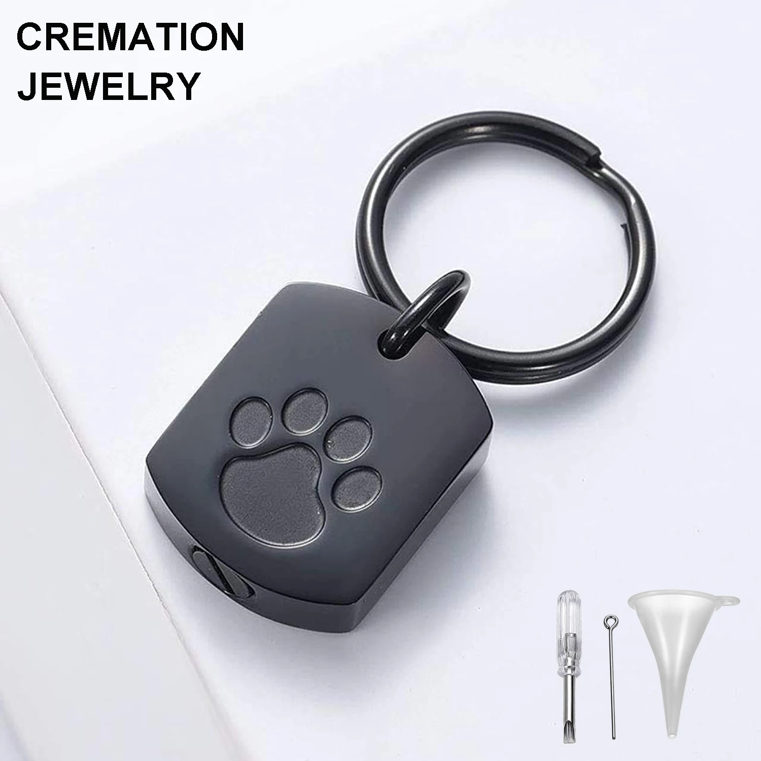 

Wholesale Stainless Steel Paw Print Dog Tag Ashes Keepsake Urn Keychain For Pet Ashes Fur Memorial Pet Paw Ashes Urn Keyring